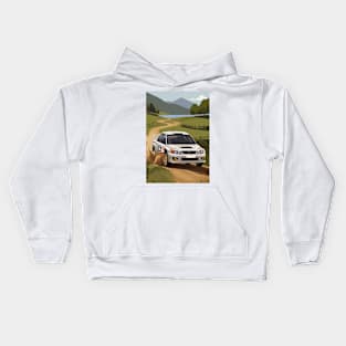 White WRX Rally Car Poster JDM Kids Hoodie